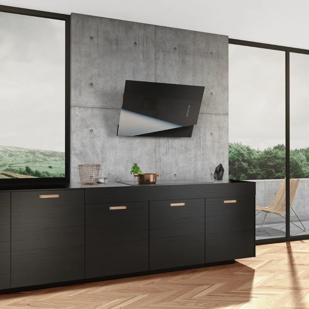 Image Trio Black Inox angled chimney hood (CDP9001CI)