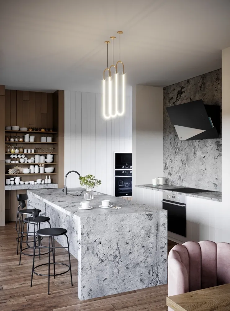 Image Trio Black Inox angled chimney hood (CDP9001CI)