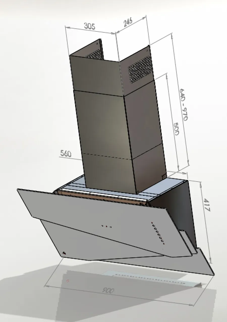 Image Trio Black Inox angled chimney hood (CDP9001CI)