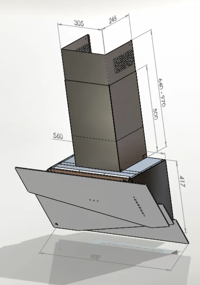 Image Trio Black Inox angled chimney hood (CDP9001CI)