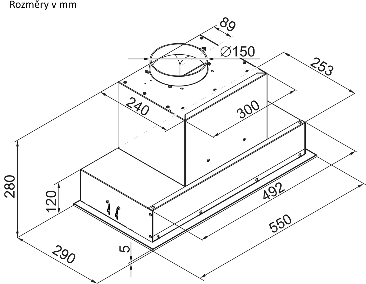 Image Built-in kitchen hood Aura 55 Black (CDZ5501C)