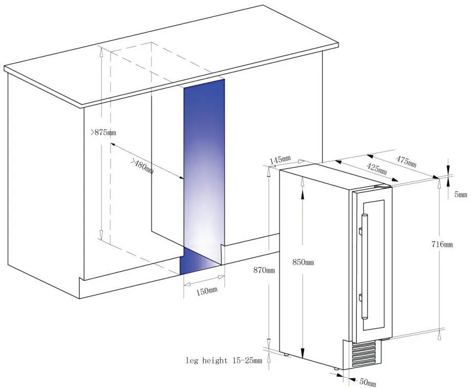 Vestavné schéma vinotéky CBU7S1B