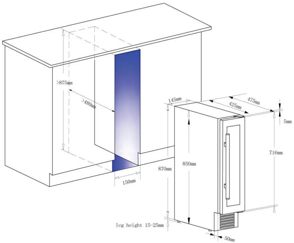 Vestavné schéma vinotéky CBU7S1B