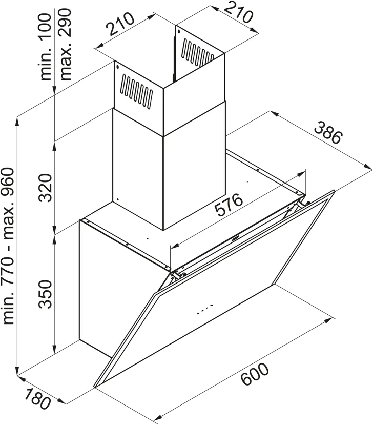 Image ANGLED CHIMNEY HOOD KOS6301BLG