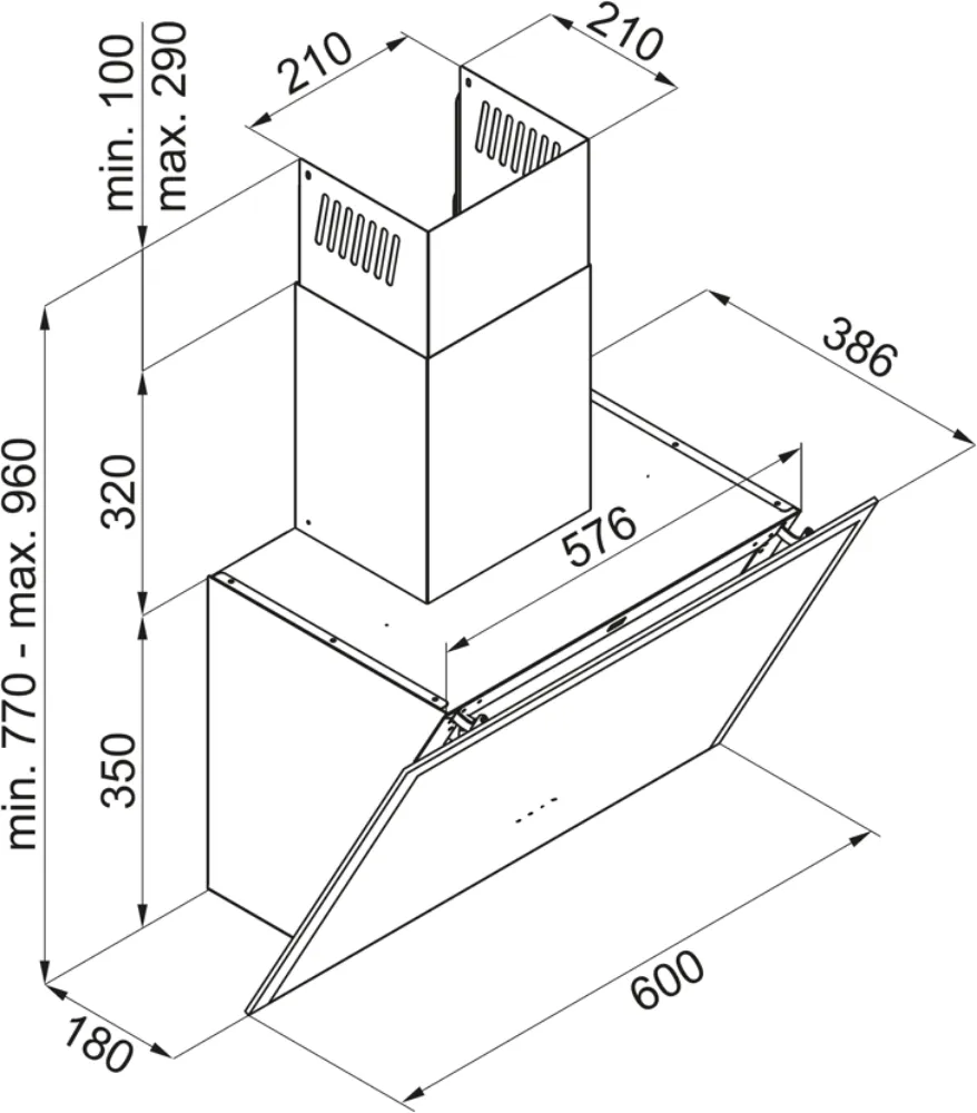 Image ANGLED CHIMNEY HOOD KOS6301BLG