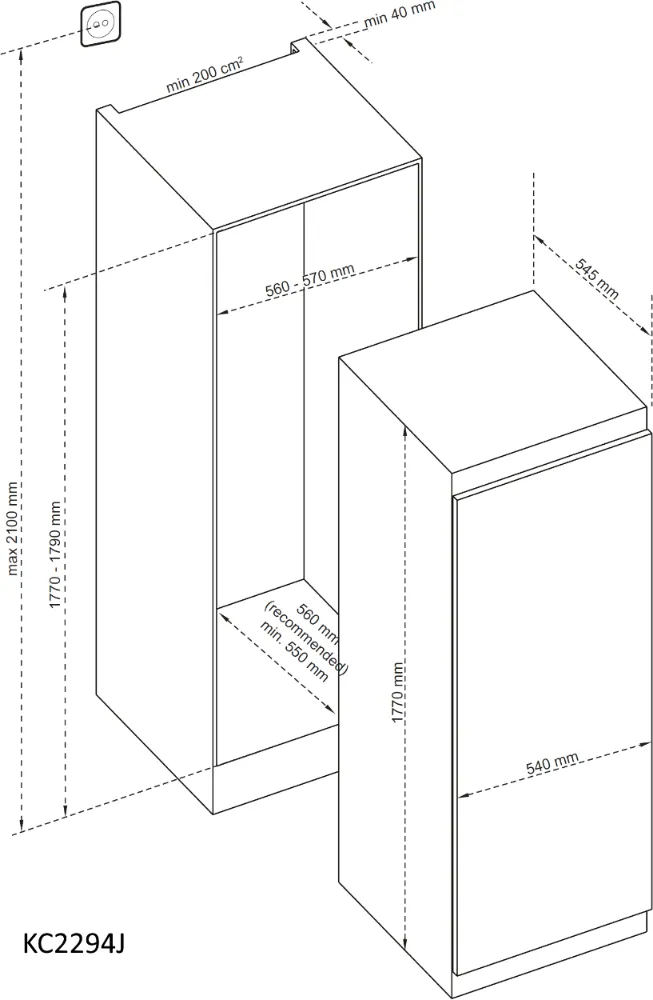 Image BUILT-IN REFRIGERATOR KC2294J