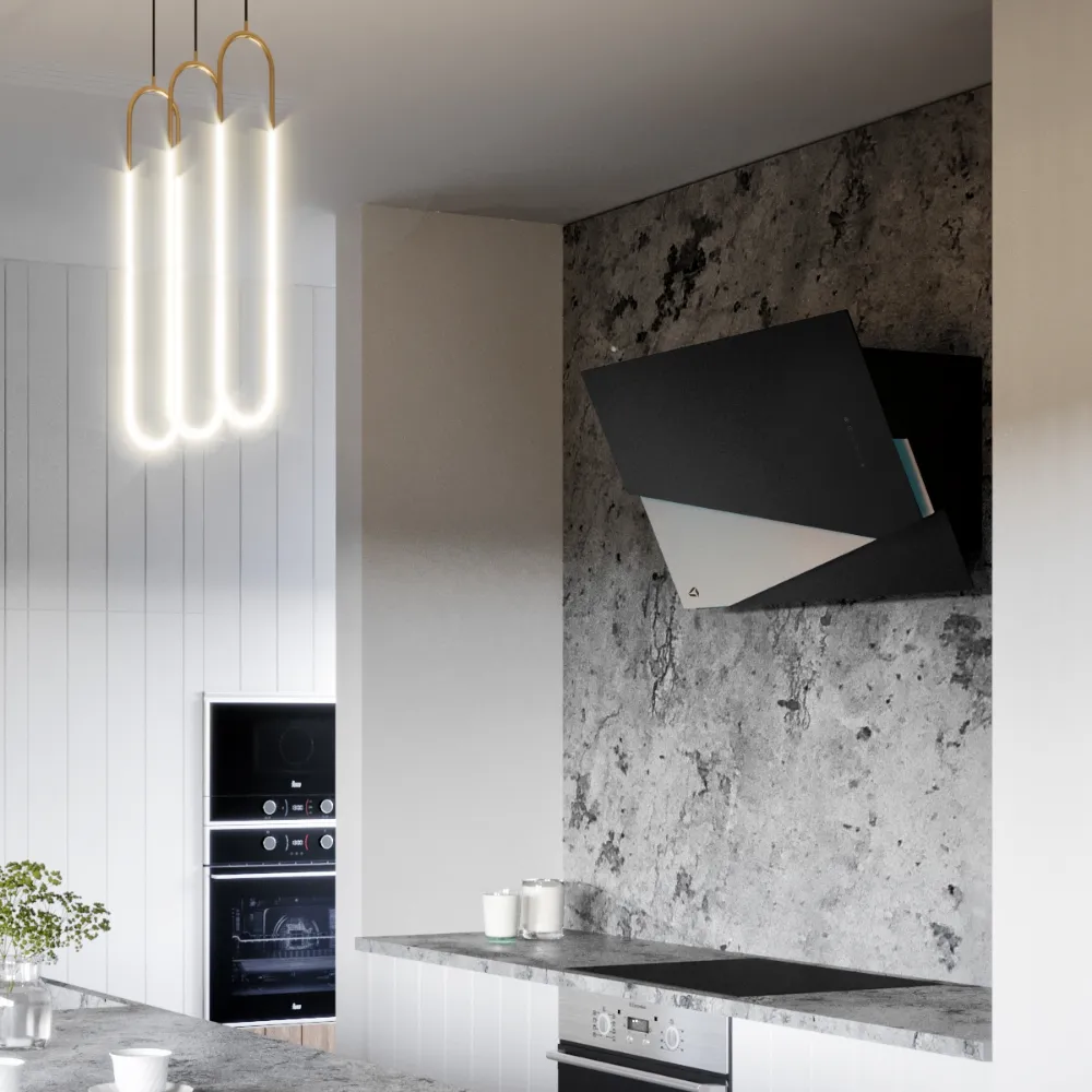 Image Trio Black Inox angled chimney hood (CDP9001CI)