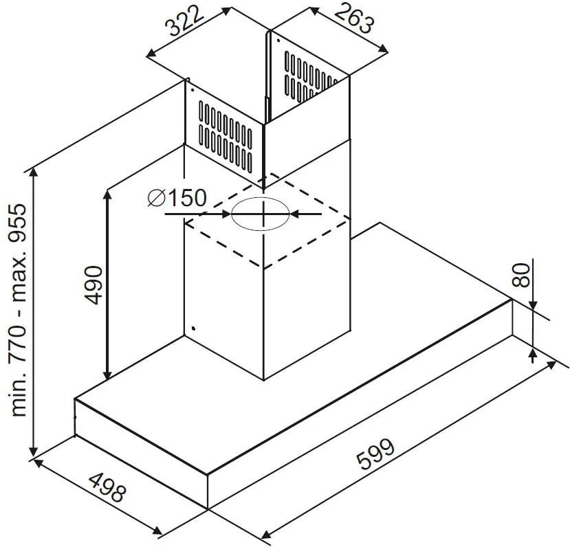 Image Chimney hood T-Light Black 60 (CDT6002C)