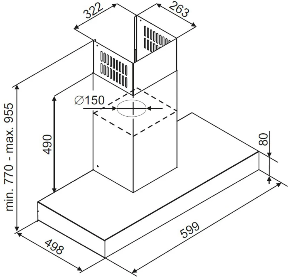Image Chimney hood T-Light Black 60 (CDT6002C)