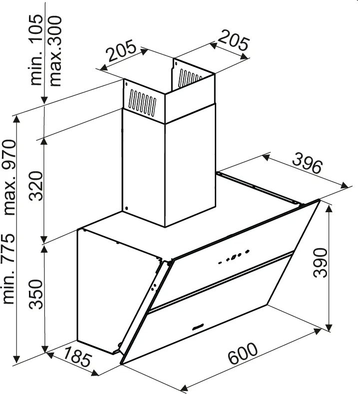 Image SLOPED CHIMNEY HOOD BHV2673XB
