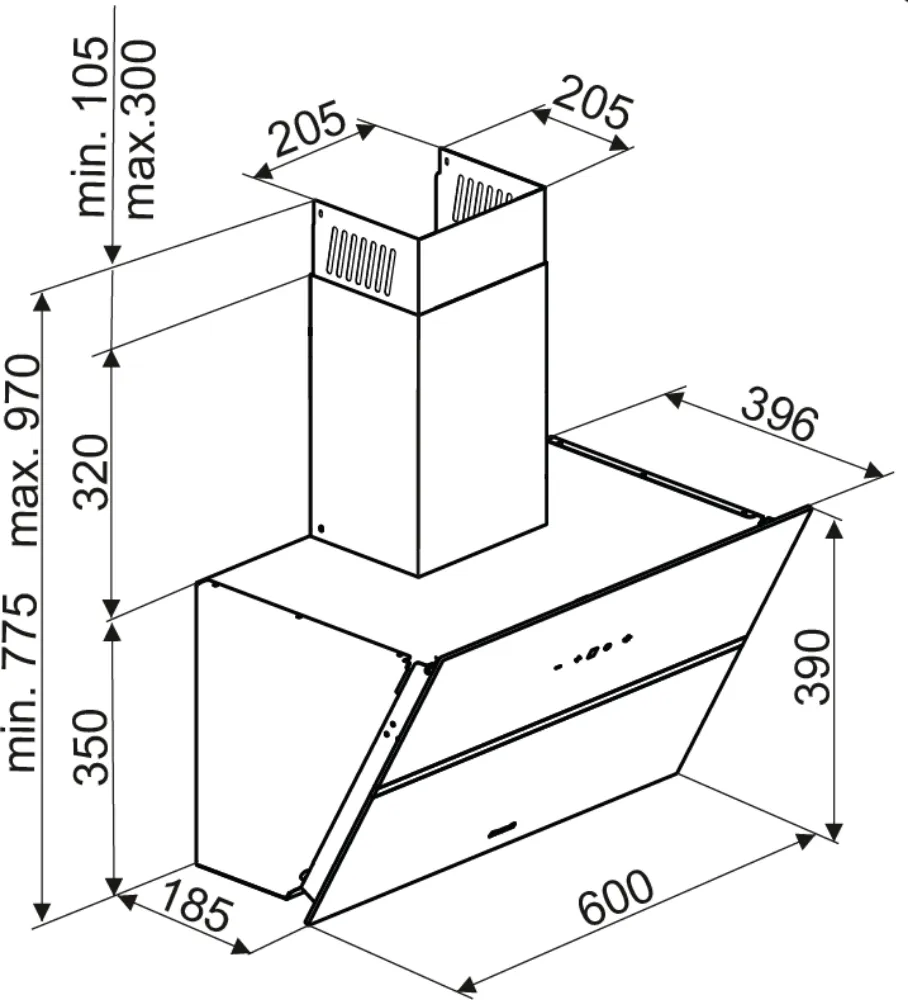 Image SLOPED CHIMNEY HOOD BHV2673XB
