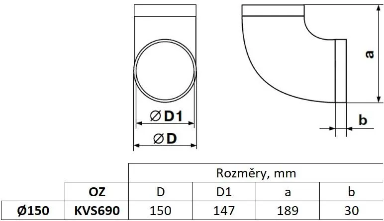 Image Round elbow fi 150 mm, 90°, white