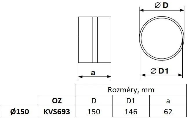 Image Coupling, round channel fi 150 mm