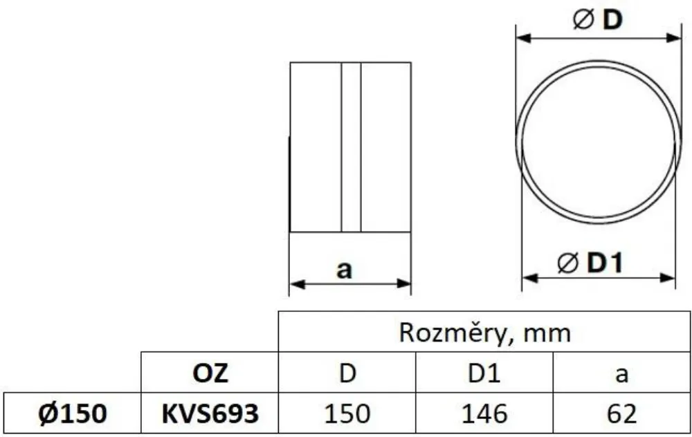 Image Coupling, round channel fi 150 mm