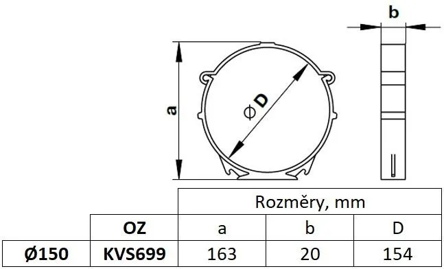 Image Fixing bracket for circular pipe 150 mm, white