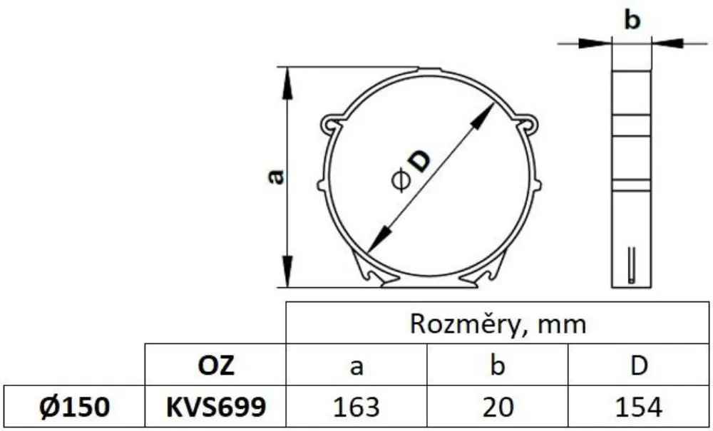 Image Fixing bracket for circular pipe 150 mm, white