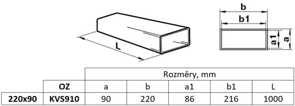 Image Flat channel 220x90 mm, length 1.0 m, white