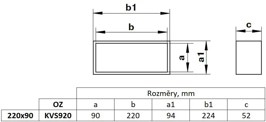 Image Coupler, flat channel 220x90 mm, white