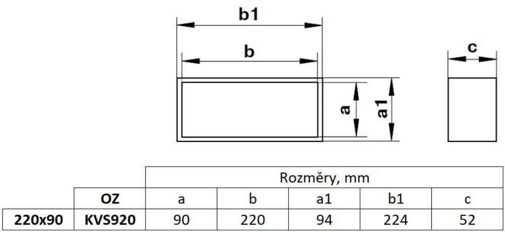 Image Coupler, flat channel 220x90 mm, white