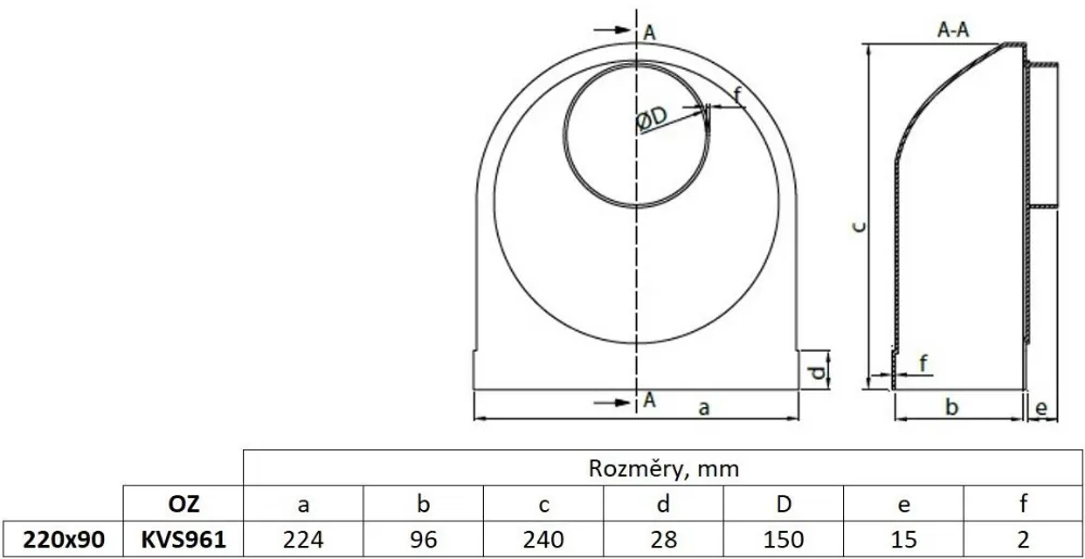 Image Connecting elbow, reduction, channel flat 220x90/fi 150 mm, white
