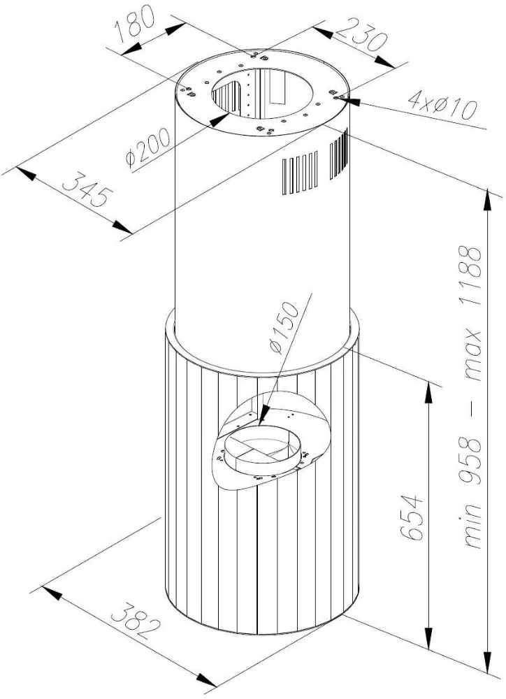 Image Island hood Roto W Gun Metal (CDW3803GM)