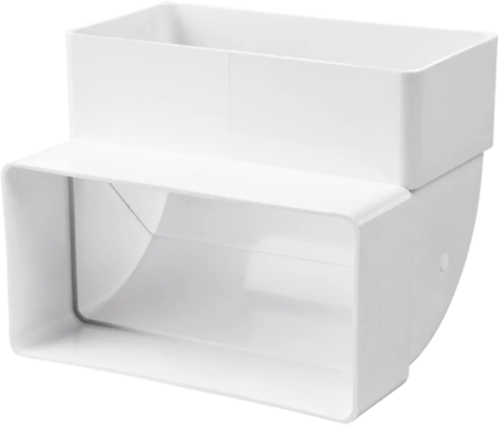 Vertical elbow, channel flat 220x90 mm, 90°, white