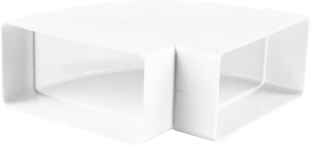 Horizontal elbow, channel flat 220x90 mm, 90°, white