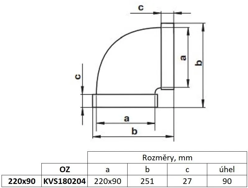 Image Horizontal elbow, channel flat 220x90 mm, 90°, white