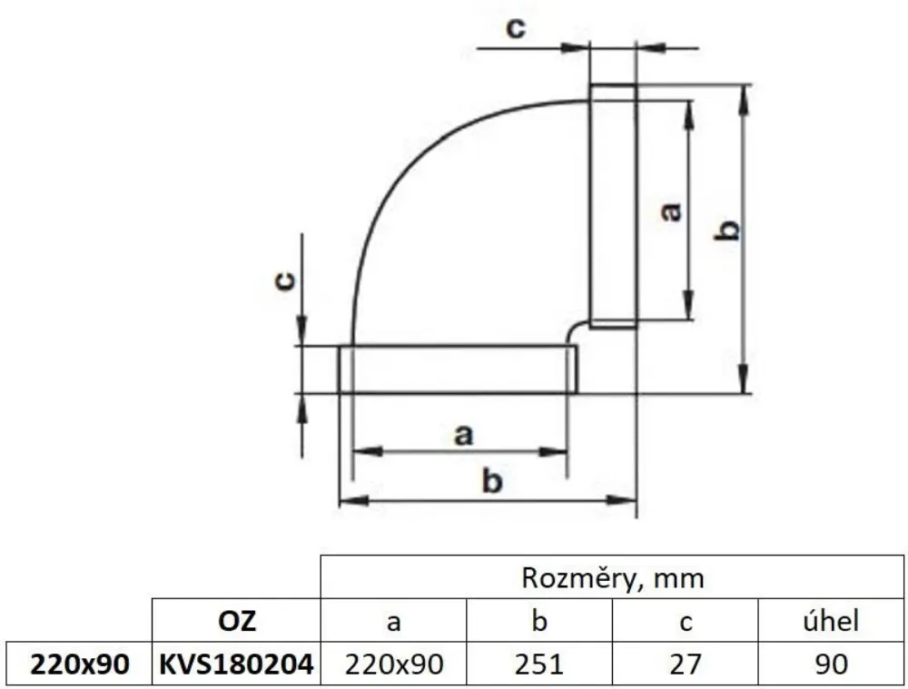 Image Horizontal elbow, channel flat 220x90 mm, 90°, white