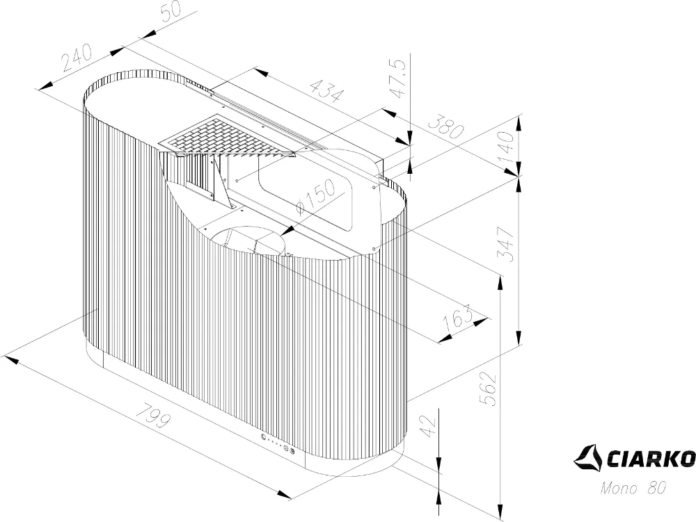 Image Chimney hood MONO 80 White CDP8001W