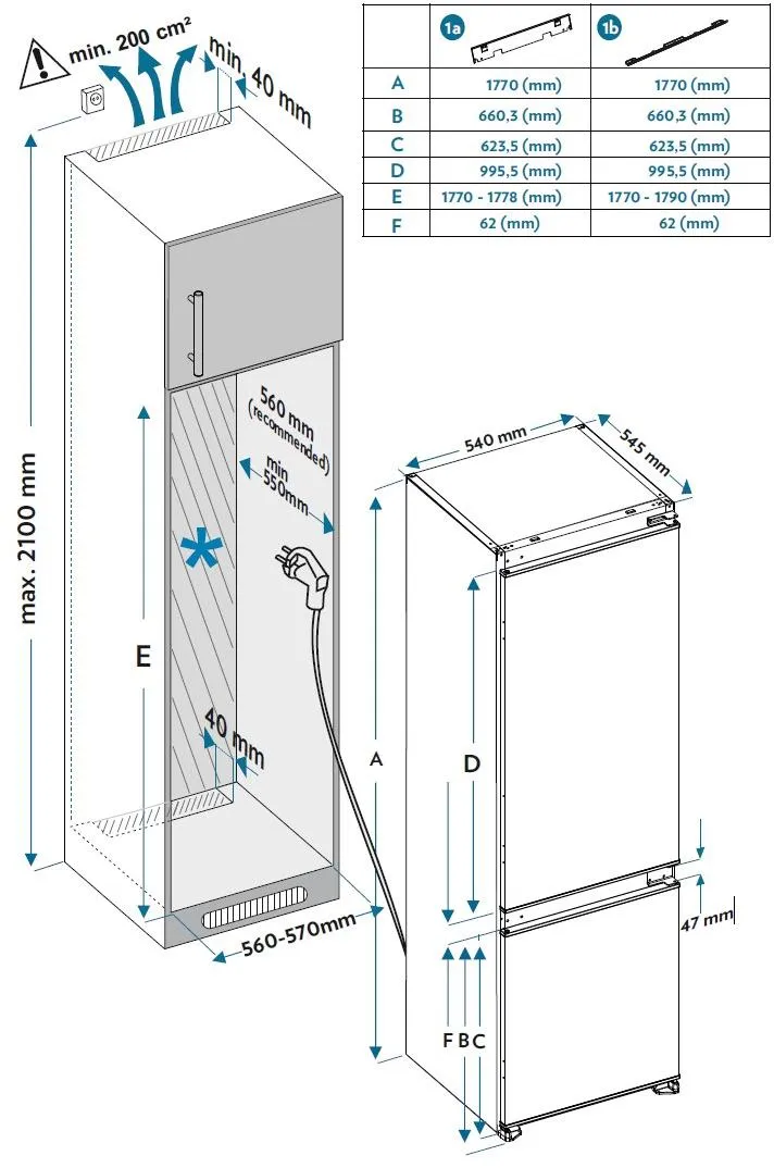 Image BUILT-IN FRIDGE-FREEZER KCN2233J