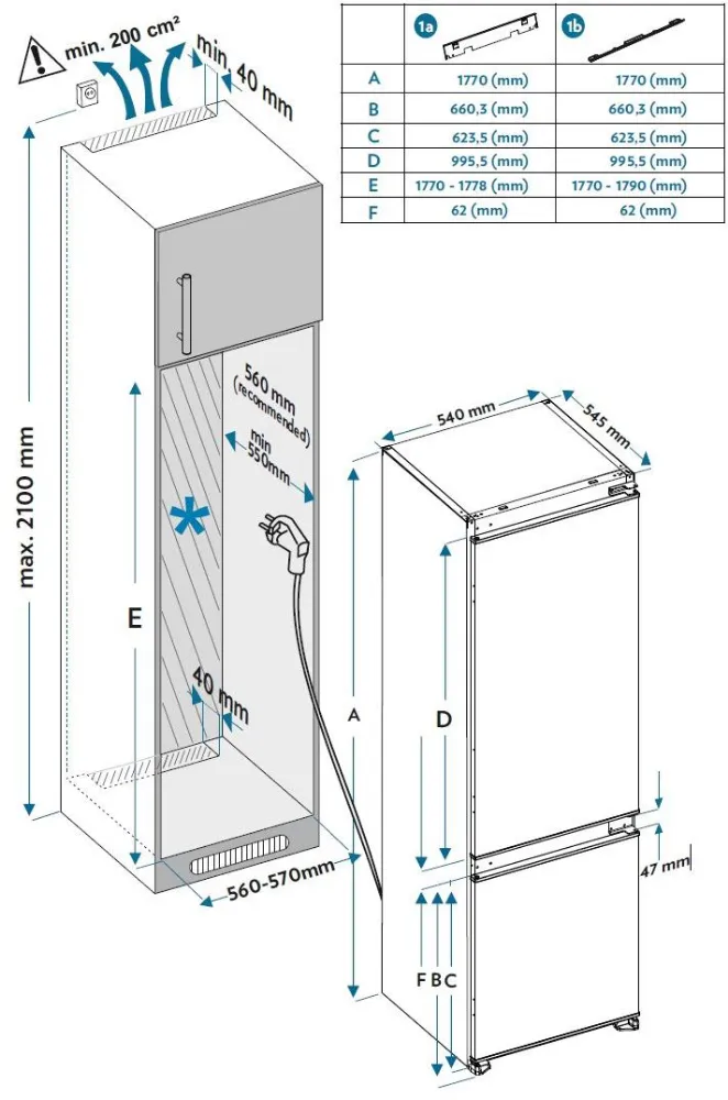 Image BUILT-IN FRIDGE-FREEZER KCN2233J