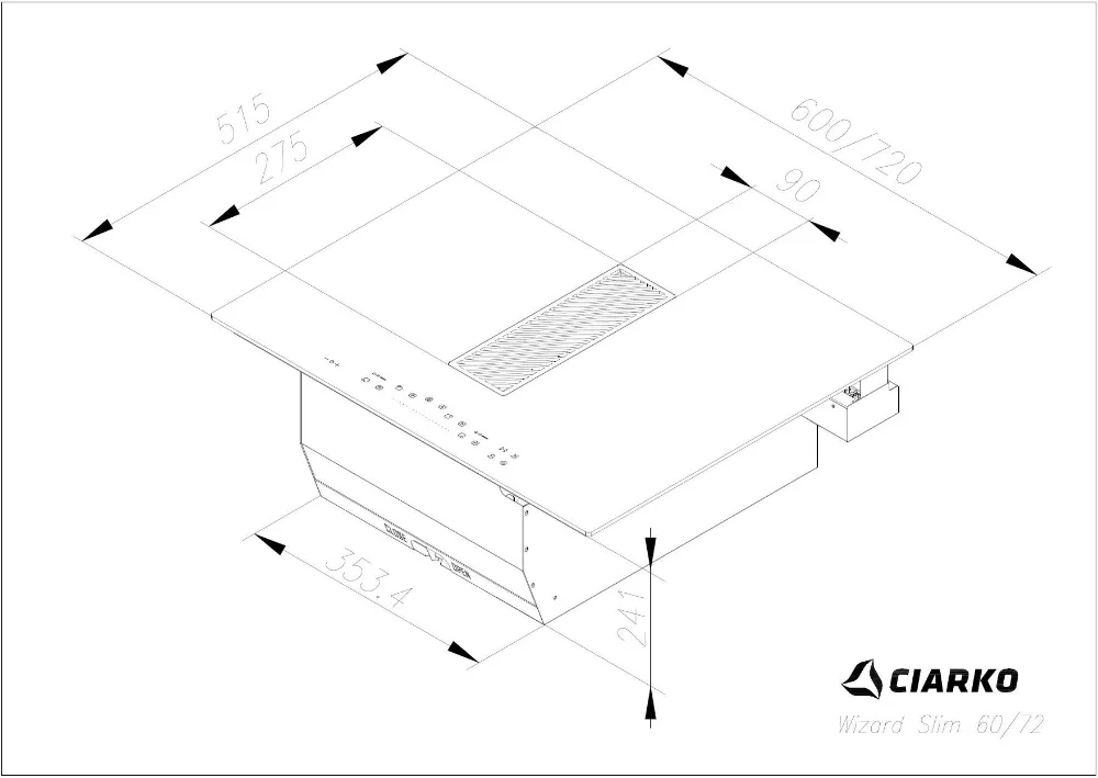 Image INDUCTION HOB WITH INTEGRATED EXTRACTOR WIZARD SLIM 72 CDB7201C