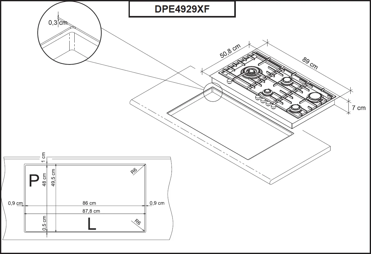 Image GAS HOB DPE4929XF