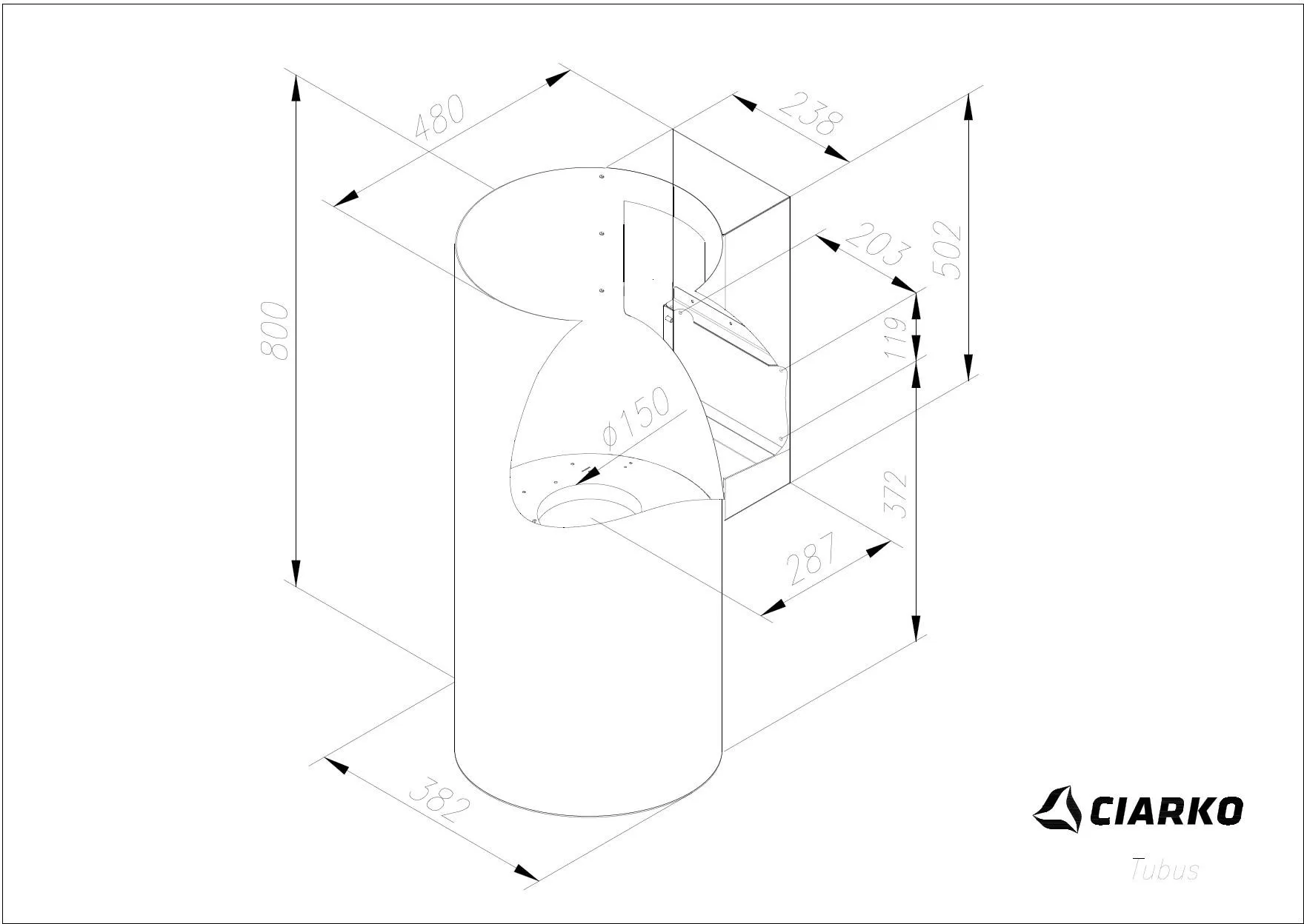 Image Chimney hood Tubus Gold (CDP3801Z)