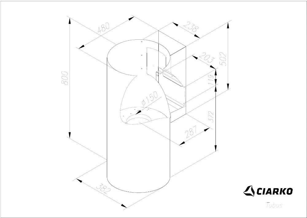 Image Chimney hood Tubus White (CDP3801B)