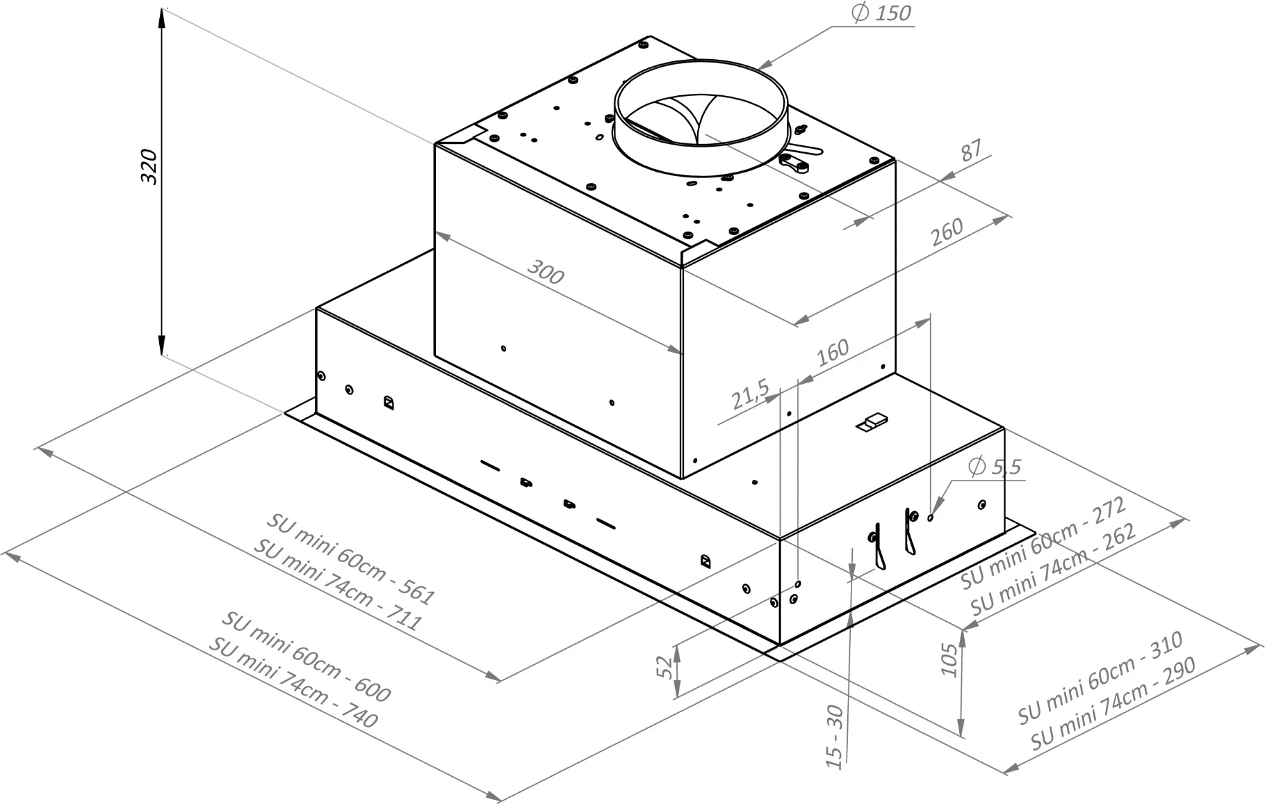 Image Built-in kitchen hood SU Mini 74 White (CDZ7402B)