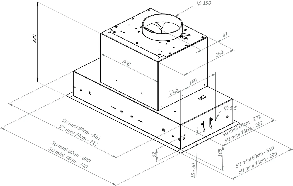 Image Built-in kitchen hood SU Mini 74 White (CDZ7402B)