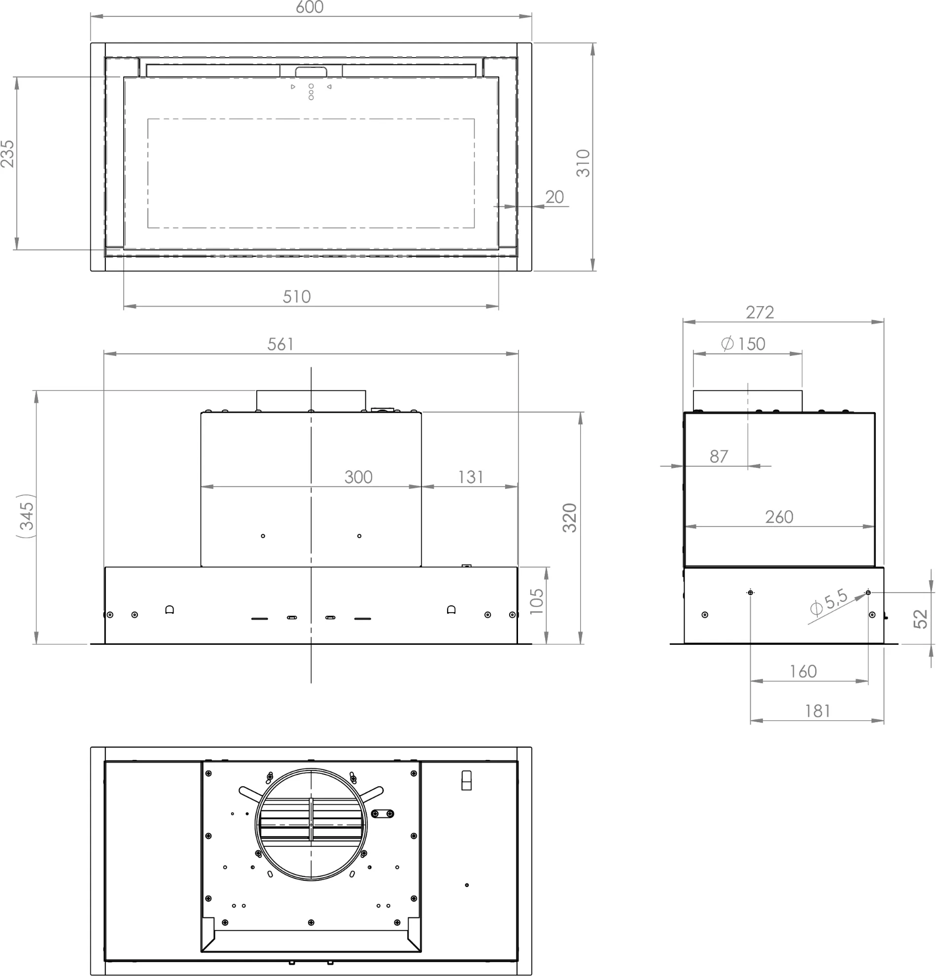 Image Built-in kitchen hood SU Mini 60 Black (CDZ6001C)