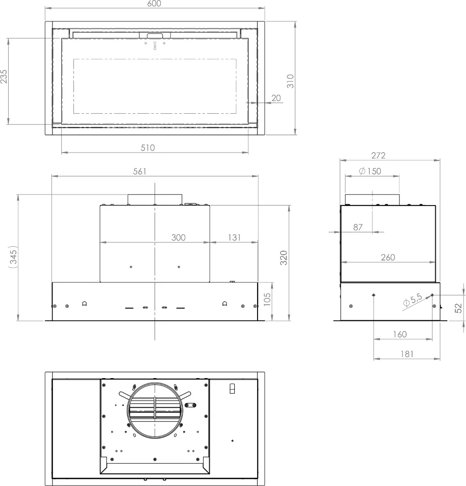 Image Built-in kitchen hood SU Mini 60 White (CDZ6001B)