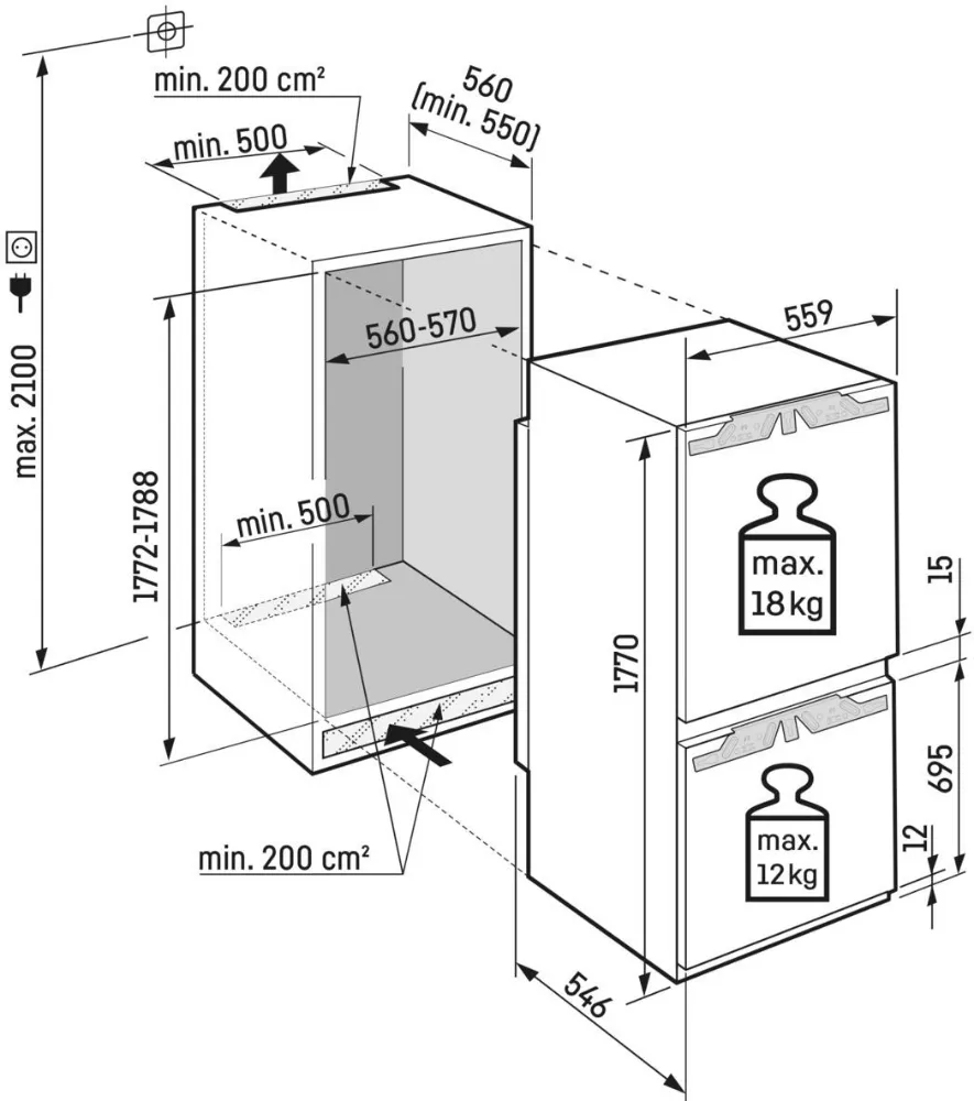 Image BUILT-IN COMBINED REFRIGERATOR ICNb 5123