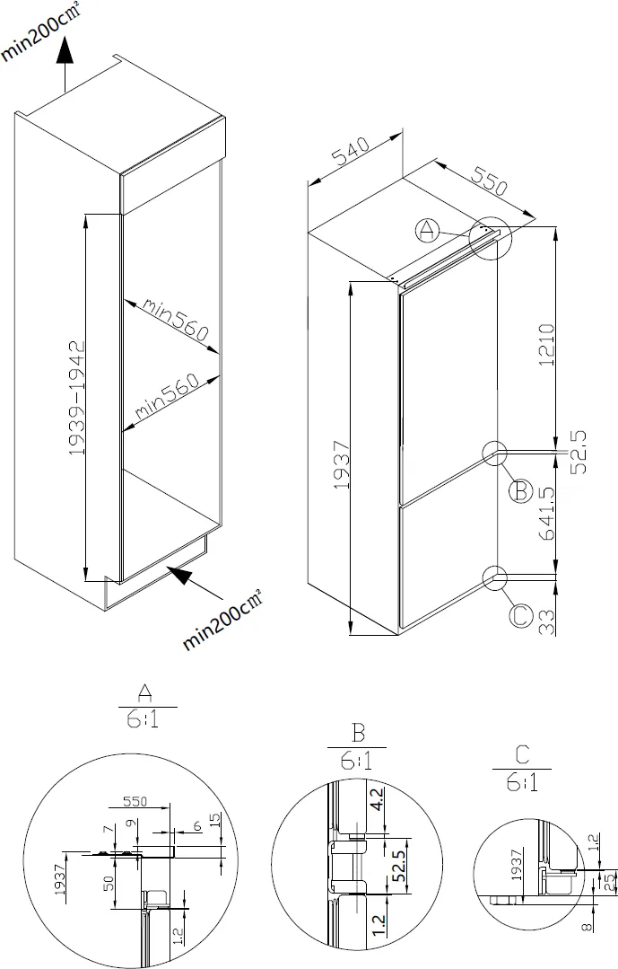 Image BUILT-IN REFRIGERATOR KC2300J