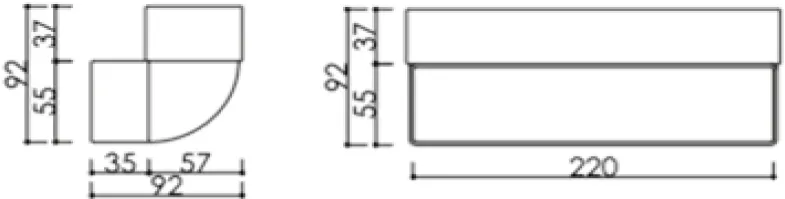 Image Vertical elbow, channel flat 220x92 mm, 90°, white KVS7544