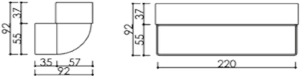 Image Vertical elbow, channel flat 220x92 mm, 90°, white KVS7544