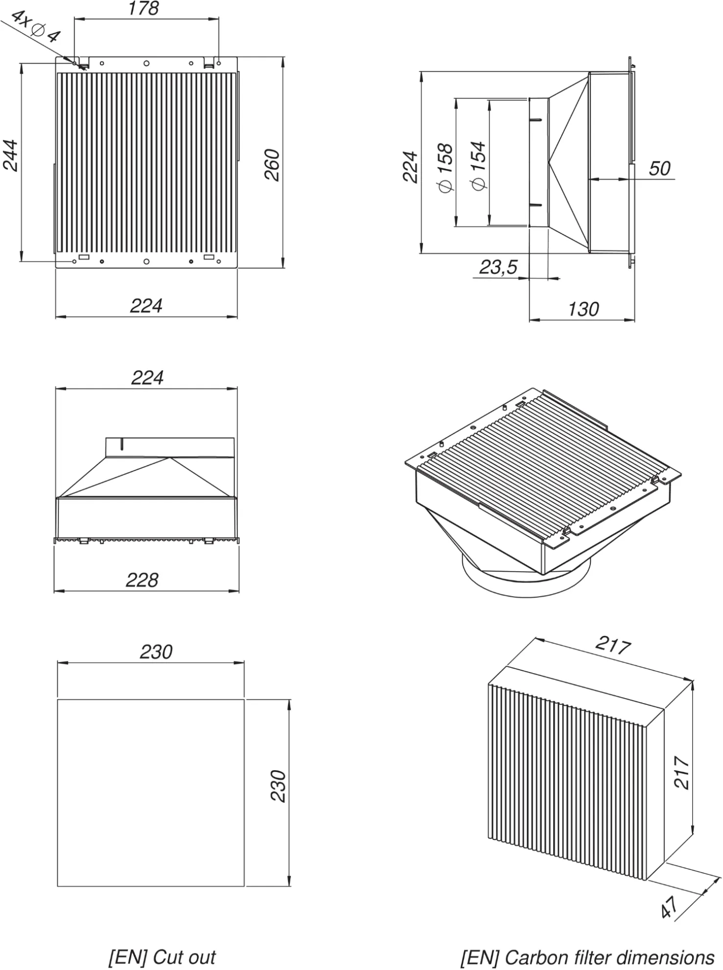 Image Filter box - holder with Long Life FW217 carbon filter UFW50