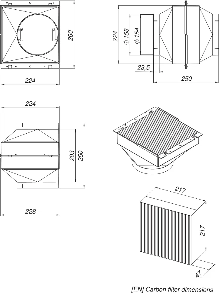 Image Filter box 2pcs - holder with Long Life FW217 carbon filter UFW100