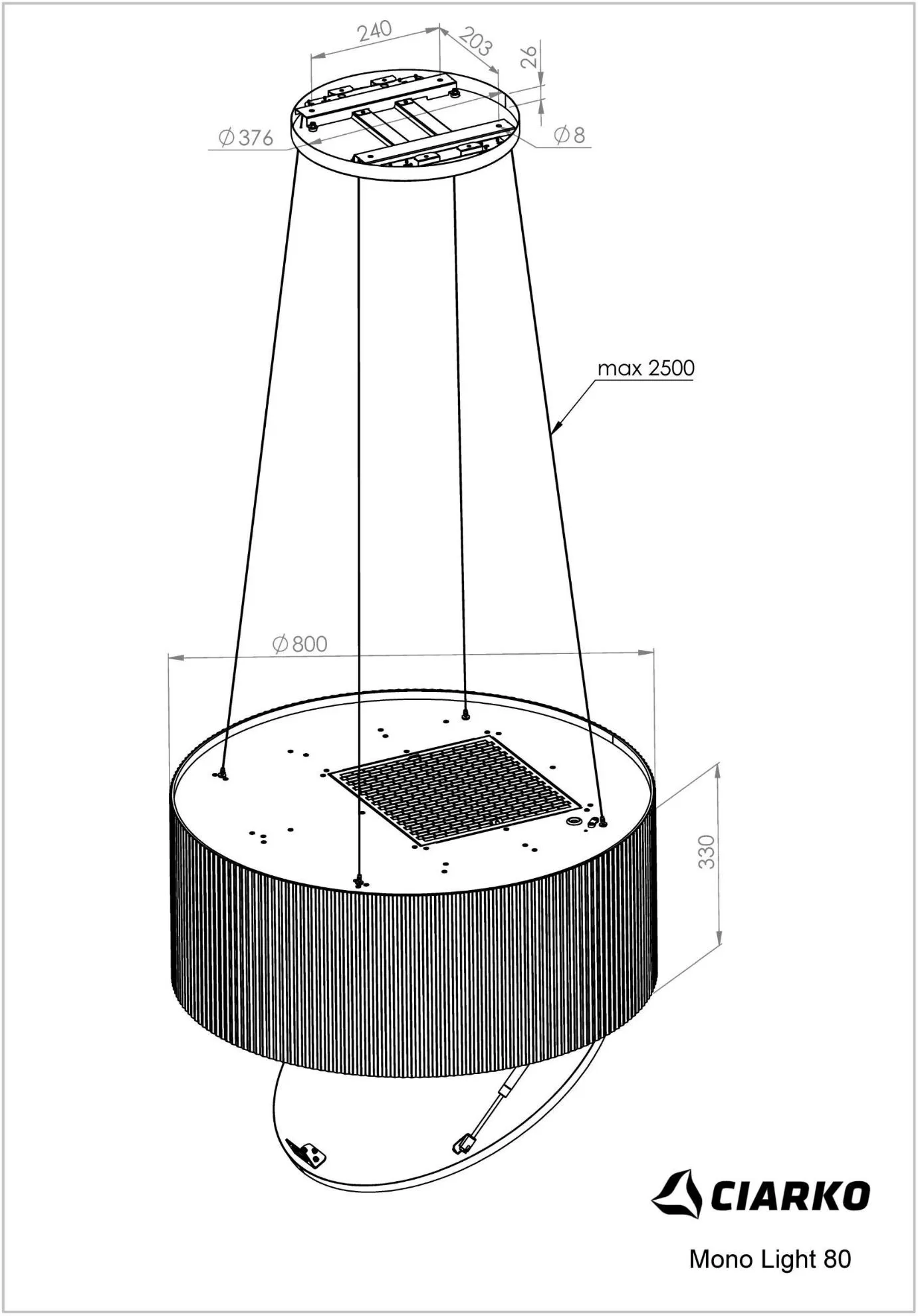 Image ISLAND HOOD MONO LIGHT 80 ECRU CDW8001E