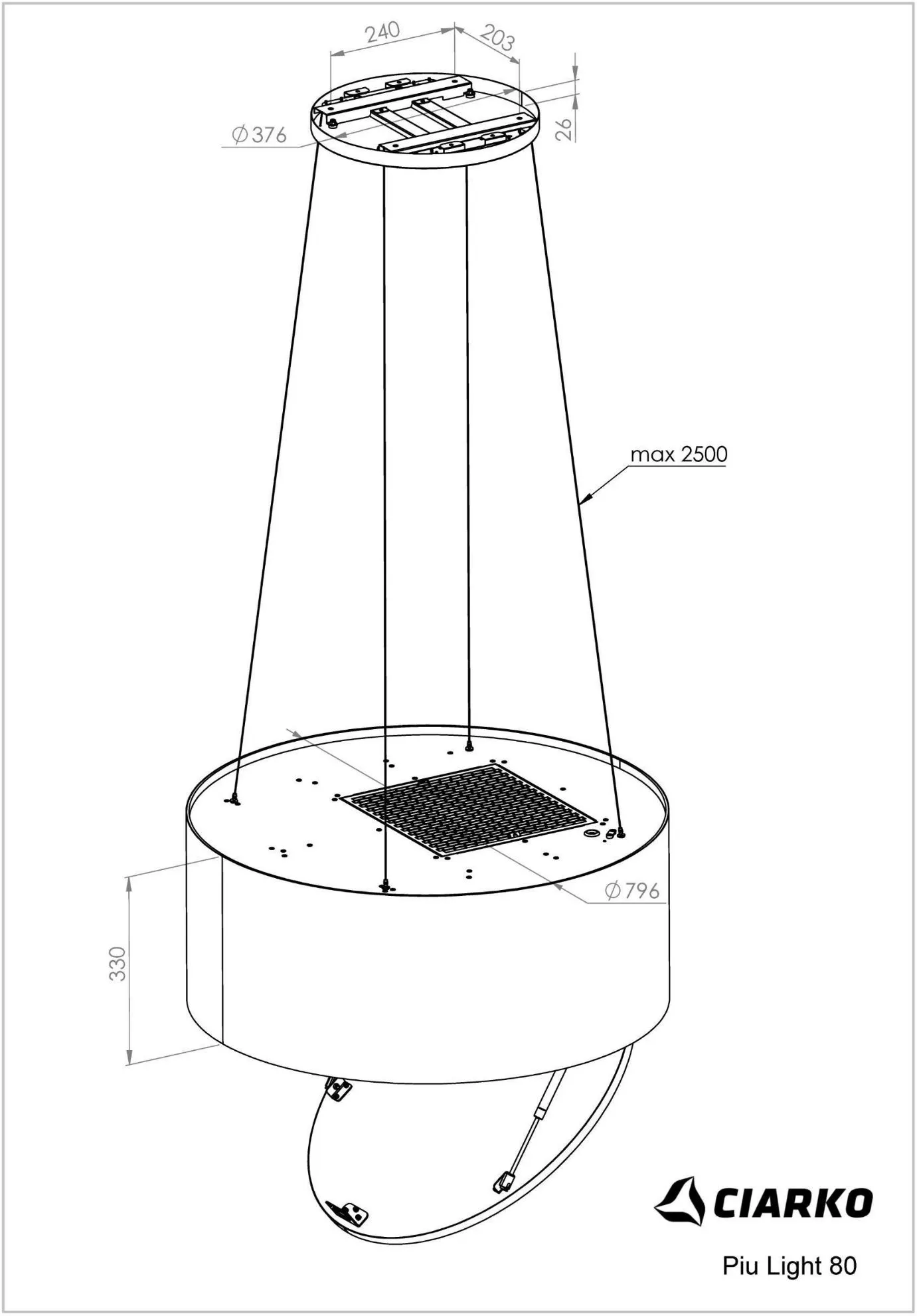Image ISLAND HOOD PIU LIGHT 80 GOLD CDW8002Z