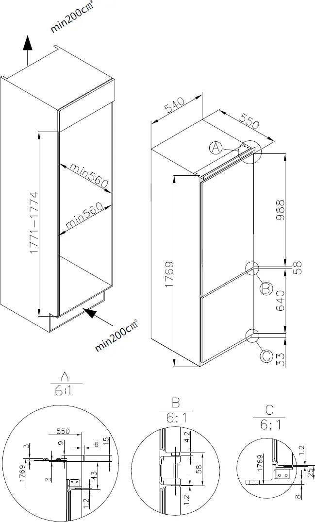 Image BUILT-IN REFRIGERATOR KC2200J
