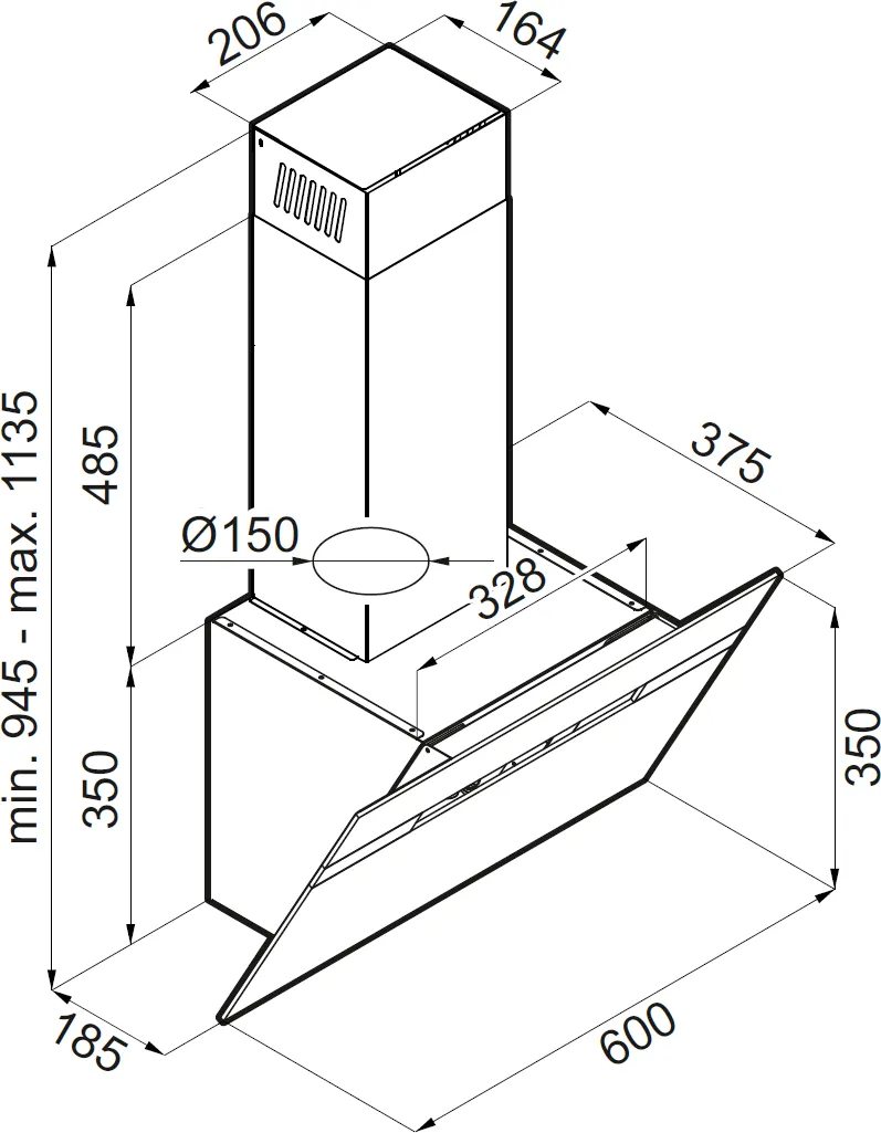 Image Angled Chimney Hood KOS6050WHG